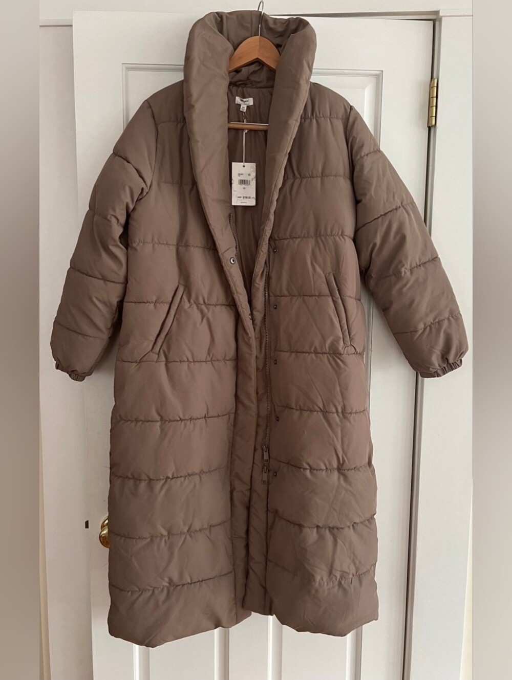 New Splendid Long Taupe Puffer Coat Women's XS